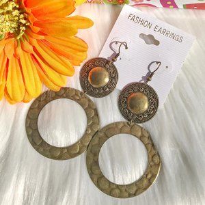 Boho Earrings Long Tribal Ethnic Hammered Dangles